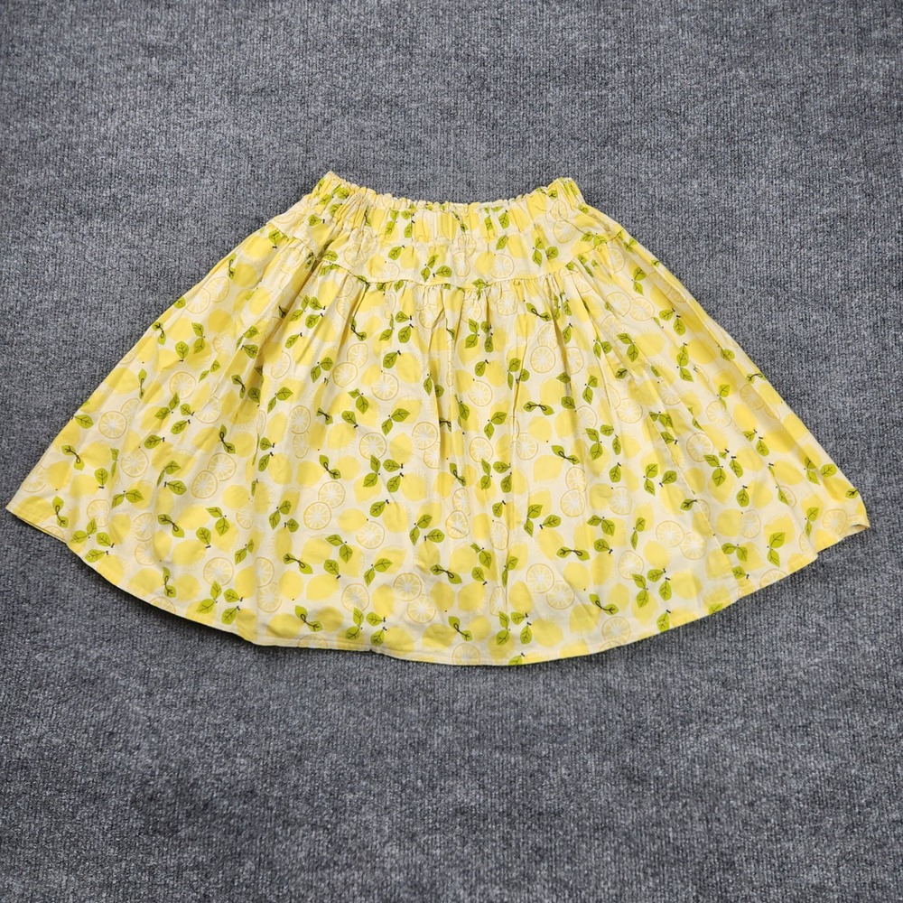 Josiekat's Trunk Girls Yellow Lemon Citrus Print Elastic Waist Flared Skirt 12 - Picture 1 of 8